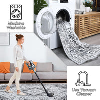 Tapis Garvee style bohème vintage, lavable en machine, antidérapant, gris, 120 x 170 cm, salon, chambre
