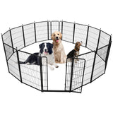 Garvee Enclos Pour Chien 101,6 cm H, 12,98 m L, 16 Panneaux Métal Robuste, Porte Large Basse, Portable Pour Camping Jardin