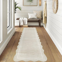 Tapis de couloir lavable Garvee 60 x 180 cm, antidérapant, résistant aux taches, en polyester couleur crème, pour cuisine et couloir