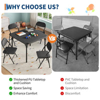 Ensemble table et chaises pour enfants Garvee 5 pièces, pliable, en métal robuste et cuir PU, pour chambres d'enfants et usage extérieur