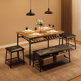 Garvee Ensemble de table à manger industrielle 4 places bois MDF cadre métal robuste cuisine petit espace - Rustic Brown
