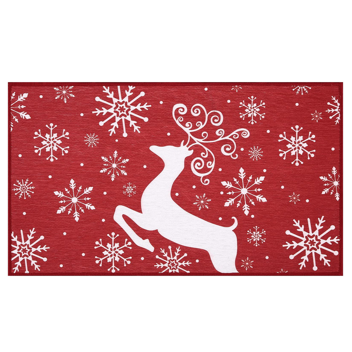 Tapis de Noël Garvee, antidérapant, 40 x 60 cm, pour l'intérieur et l'extérieur, résistant, motif de Noël pour l'entrée, rouge