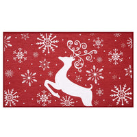 Tapis de Noël Garvee, antidérapant, 40 x 60 cm, pour l'intérieur et l'extérieur, résistant, motif de Noël pour l'entrée, rouge