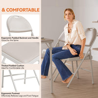 Ensemble de 4 chaises pliantes Garvee avec assise rembourrée en PU, pieds en métal, patins antidérapants, beige, empilables et ergonomiques, idéales pour le bureau et les événements.