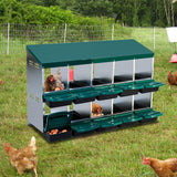 Garvee Boîte à Nid 10 Trous pour Volaille avec Plateau de Collecte d'Œufs, Ventilation Optimale, Matériau Durable, Pour Poulaillers et Fermes - Green