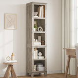Garvee lot de 2 étagères étroites en MDF avec 5 niveaux, pieds en bois, design haut, réglables pour salon et bureau, 40 × 30 × 181 cm, bois naturel