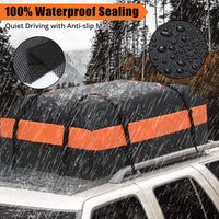 Sacoche de toit Garvee pour voiture, 425 litres (15 pieds cubes), étanche, avec 8 sangles renforcées, compatible avec tous les véhicules, idéale pour les voyages, dimensions : L 112 x l 86 x H 43 cm (44 x 34 x 17 pouces), noire.