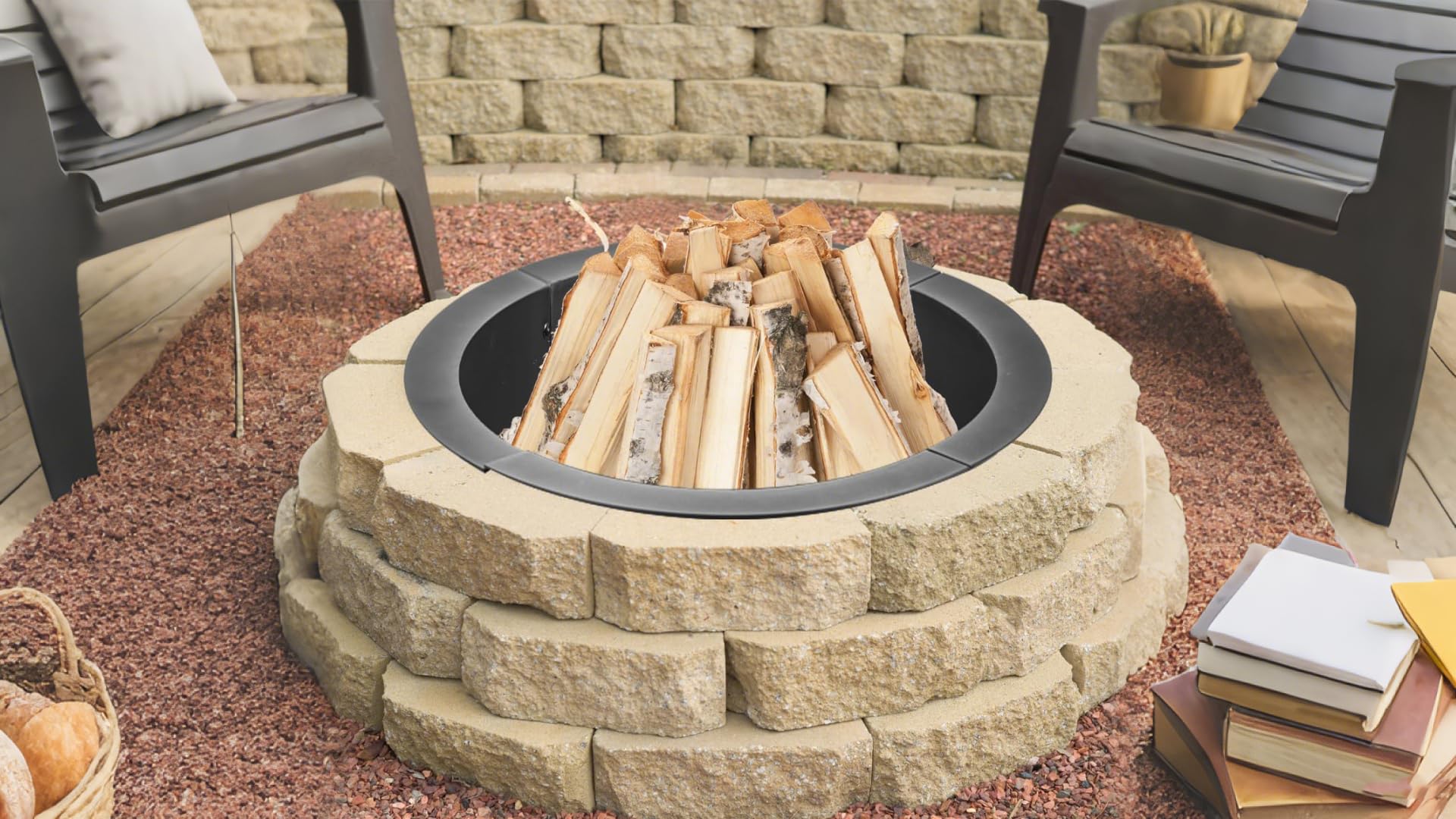Foyer extérieur Garvee 60 pouces en acier inoxydable sans fumée - Foyer de jardin et de camping avec trous de ventilation - Résistant aux intempéries et facile à assembler