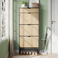 Meuble à chaussures Garvee avec 3 portes à charnières et 1 tiroir pour entrée et couloir, grand format, bois et fer, design fin