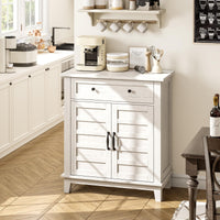 Garvee Armoire de rangement style ferme, étagère réglable à 3 niveaux, 7 vitesses, blanche, pour cuisine et entrée, 40 × 80 × 91 cm, style rustique