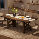 Garvee Table à manger ferme 6-8 places bois MDF pieds triangulaires stables brun rétro pour cuisine bureau 180 cmx85 cmx76 cm - Brun rétro