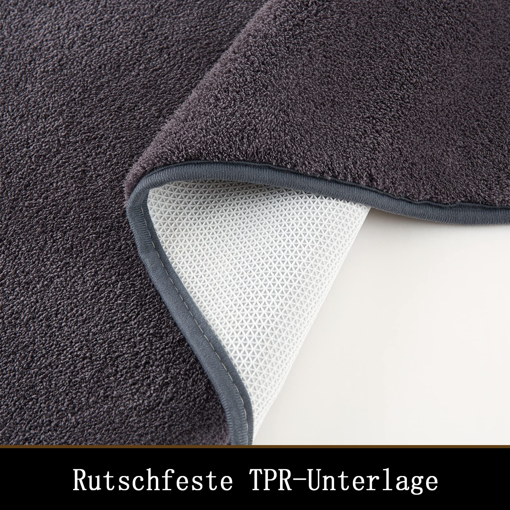 Tapis de bain GARVEE en microfibre de qualité hôtelière, antidérapant, gris foncé, 40 x 60 cm