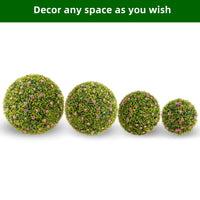 Boules de buis artificiel Garvee 52 cm avec fleurs roses, en polyéthylène, pour balcon et jardin, lot de 2, sans entretien et durables