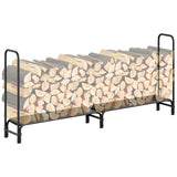 Support à bûches Garvee de 2,4 m (8 pi) pour jardin et terrasse, structure robuste en acier noir, capacité de 1814 kg (4000 lb).