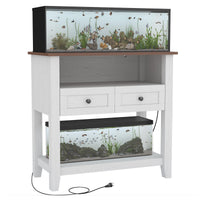 Meuble pour aquarium Garvee 20-29 gallons avec station de charge, tiroirs magnétiques, bois, salon et bureau, 80 x 40 x 78 cm, marron
