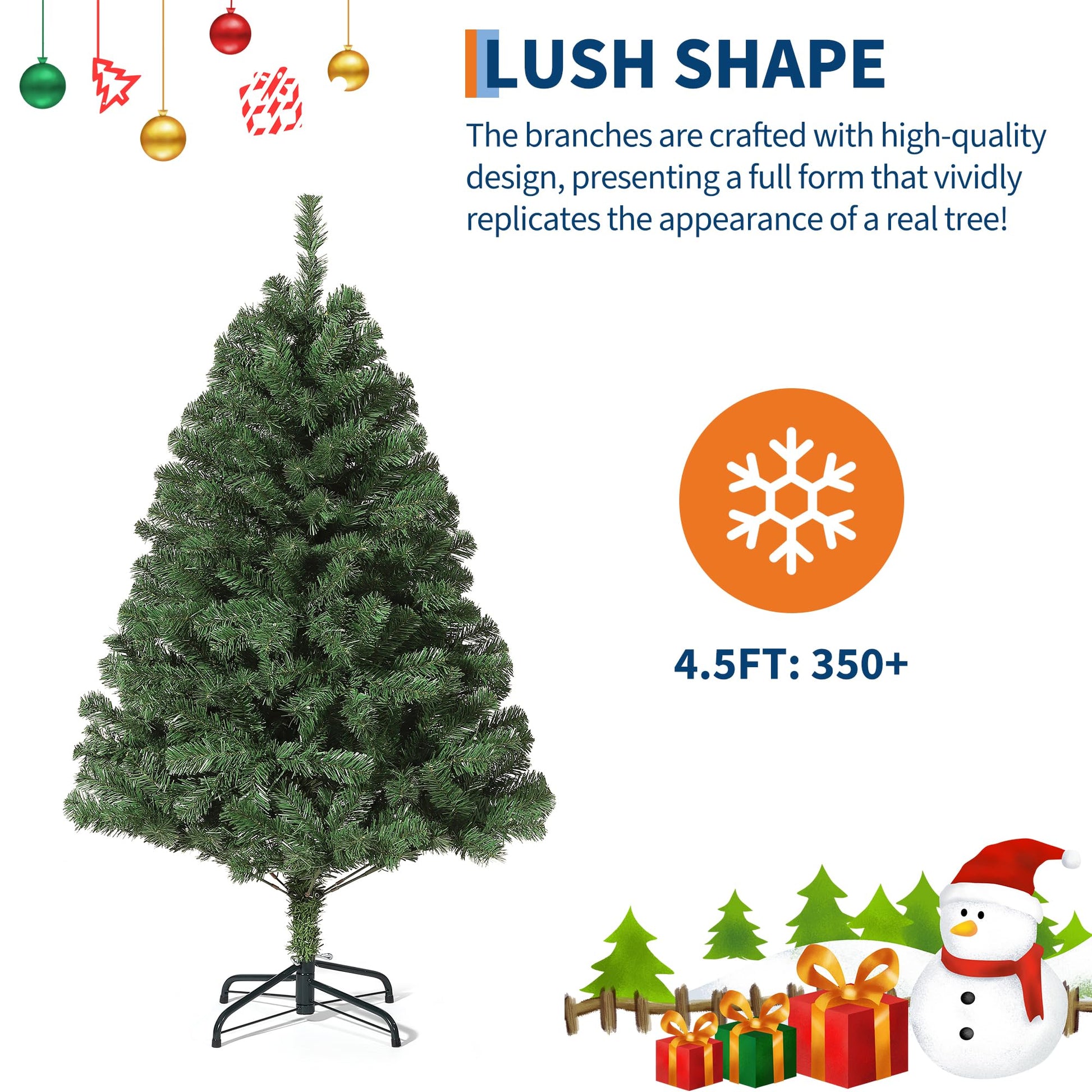 Sapin de Noël artificiel Garvee 140 cm – Épicéa de qualité supérieure, charnières métalliques, base pliable, gain de place