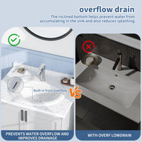 Lavabo ovale encastré Garvee 51 x 43 cm (20 x 17 pouces) en céramique blanche résistante aux rayures, idéal pour les petites salles de bain.