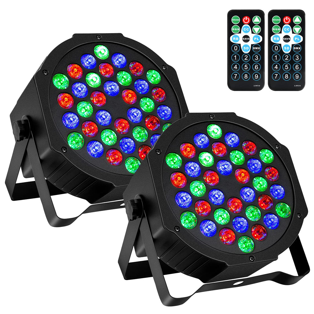Projecteur LED Garvee Par RGB 36 LED, lot de 2, avec télécommande DMX, idéal pour les fêtes, les DJ, les bars, Halloween et Noël.