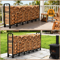 Support à bûches Garvee 244 x 30,5 x 105 cm, en métal, réglable, capacité de charge de 300 kg, revêtement en poudre, pour une utilisation intérieure et extérieure, noir.