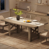 Garvee Table à manger fermière 180 cm pour 6-8, bois MDF, pieds triangulaires stables, cadre épais, style rétro gris, idéale cuisine bureau - Gris rétro