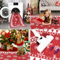 Tapis de Noël rond Garvee, antidérapant, rouge à flocons de neige, pour entrée, 120 cm