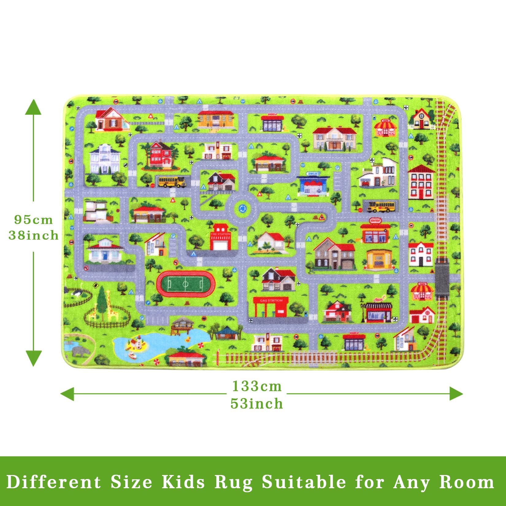 Tapis puzzle Garvee pour enfants, motif route grise, doux, épais, antidérapant et lavable, 120 x 160 cm, pour salle de jeux