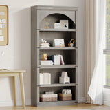 Garvee étagère incurvée , 5 tablettes, 175 cm de hauteur, style champêtre, pour salon ou bureau, bois brun - Brun