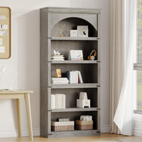Garvee étagère incurvée , 5 tablettes, 175 cm de hauteur, style champêtre, pour salon ou bureau, bois brun