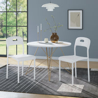 Ensemble de 2 chaises de salle à manger Garvee, empilables, design moderne, imperméables, pieds en métal, légères, pour une utilisation intérieure et extérieure, blanches