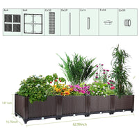 Jardinière surélevée d'extérieur Garvee, grand modèle, avec système d'arrosage automatique, profonde, en polypropylène (PP), drain amovible, idéale pour terrasse, balcon ou jardin. Dimensions : 160 x 40 x 20 cm (63 x 16 x 8 pouces), noire.