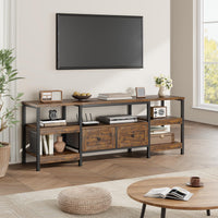 Meuble TV industriel Garvee 79 pouces avec 2 tiroirs, style rustique, marron, pour salon et bureau
