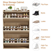 Meuble à chaussures Garvee avec 3 compartiments pliables, étagère réglable, en MDF, pour entrée et salon, 80,5 x 26 x 117 cm, blanc