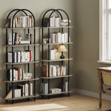 Garvee lot de 2 bibliothèques modernes 180 cm, cadre métallique robuste, design courbé élégant, MDF résistant, salon, bureau, chambre, gain de place