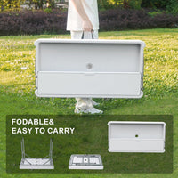 Table glacière pliable Garvee avec système d'évacuation, bac à glaçons à deux niveaux, portable pour les fêtes et le camping, 103 x 56 x 100 cm, en PEHD