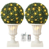 Boules de buis artificiel Garvee de 40 cm (16 pouces), résistantes aux UV et imperméables, avec pot robuste, pour jardin et entrée, vertes, lot de 2