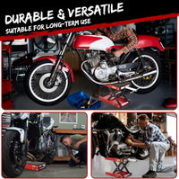 Garvee Cric élévateur professionnel pour moto, support de maintenance jusqu’à 544 kg, plateforme antidérapante, hauteur réglable, idéal atelier et garage