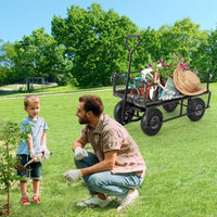 Chariot de jardin Garvee en acier robuste, pliable, capacité de charge de 227 kg, insert amovible, pneus pneumatiques de 20 cm, poignée ergonomique, polyvalent au jardin