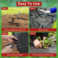 Toile de paillage Garvee 3 x 300 pi, toile paysagère robuste 3,24 oz, polypropylène, protection pour jardin, serre et plates-bandes, noir
