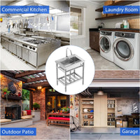 Évier Garvee en acier inoxydable à une cuve avec robinet extractible pour cuisine et garage, 70 x 50 x 86 cm, antirouille