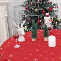 Garvee Nappe ronde Décoration de Noël Flocon de neige Imperméable Anti-taches Rouge 152 cm Salle à manger