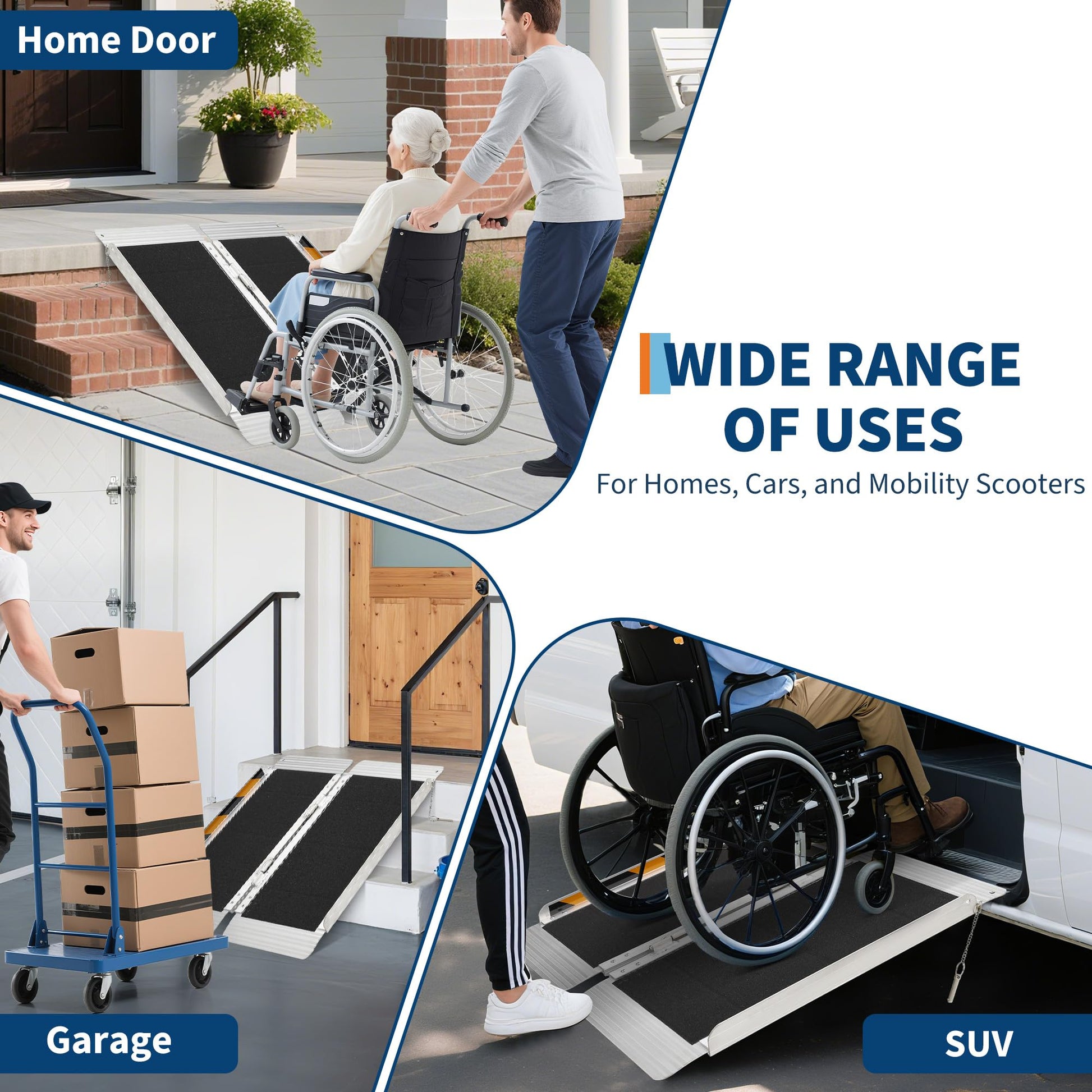 Garvee Rampe légère 1,22 m avec surface antidérapante renforcée, pour fauteuils roulants électriques, accès et marches, noir