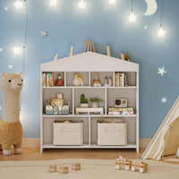Étagère de rangement pour jouets Garvee, 9 compartiments, bibliothèque pour enfants, bois blanc, 103,5 cm, robuste, polyvalente, pour salle de jeux