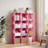 Garvee organisateur de rangement empilable à 12 cubes en PVC robuste multi-verrouillage pour chambre et bureau 30 cm 5 couleurs vives - Rose