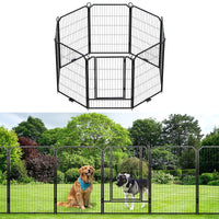Garvee Parc pour Chien 102 cm, 8 Panneaux en Métal Robuste, Enclos Intérieur/Extérieur pour Chiot, Camping-Car, Jardin et Cour