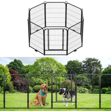 Garvee Parc pour Chien 102 cm, 8 Panneaux en Métal Robuste, Enclos Intérieur/Extérieur pour Chiot, Camping-Car, Jardin et Cour