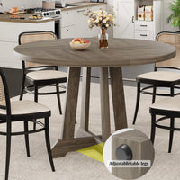 Garvee Table de salle à manger ronde 119,4cmen bois avec pieds réglables, marron