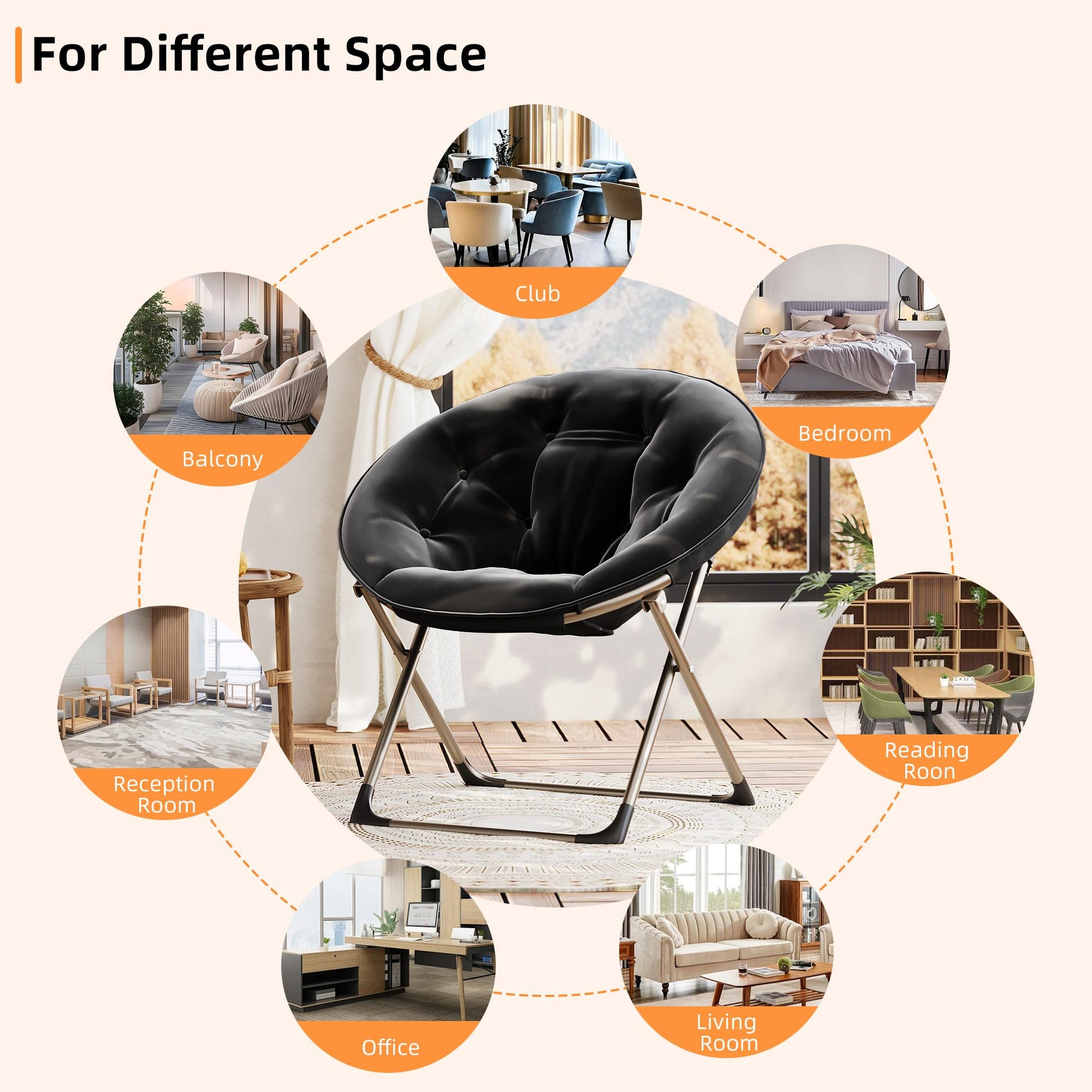 Fauteuil pliant rembourré Garvee, structure en métal, ultra-doux, pliable et robuste, idéal pour la chambre et le jardin.