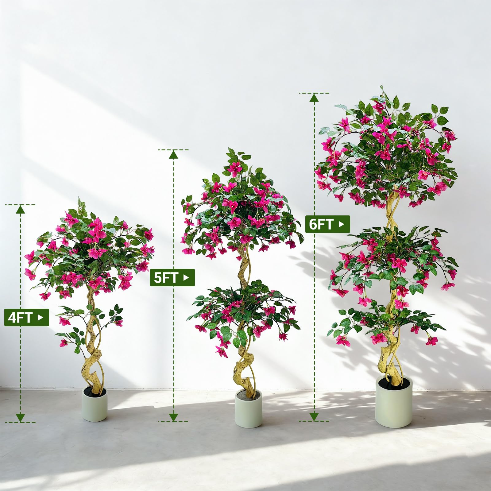 Bougainvillier artificiel rose Garvee de 1,8 m, réaliste et facile d'entretien, en soie, pour une utilisation intérieure et extérieure, léger et polyvalent