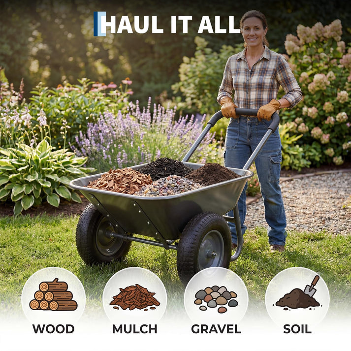 Chariot de jardin basculant avec benne de 113 litres