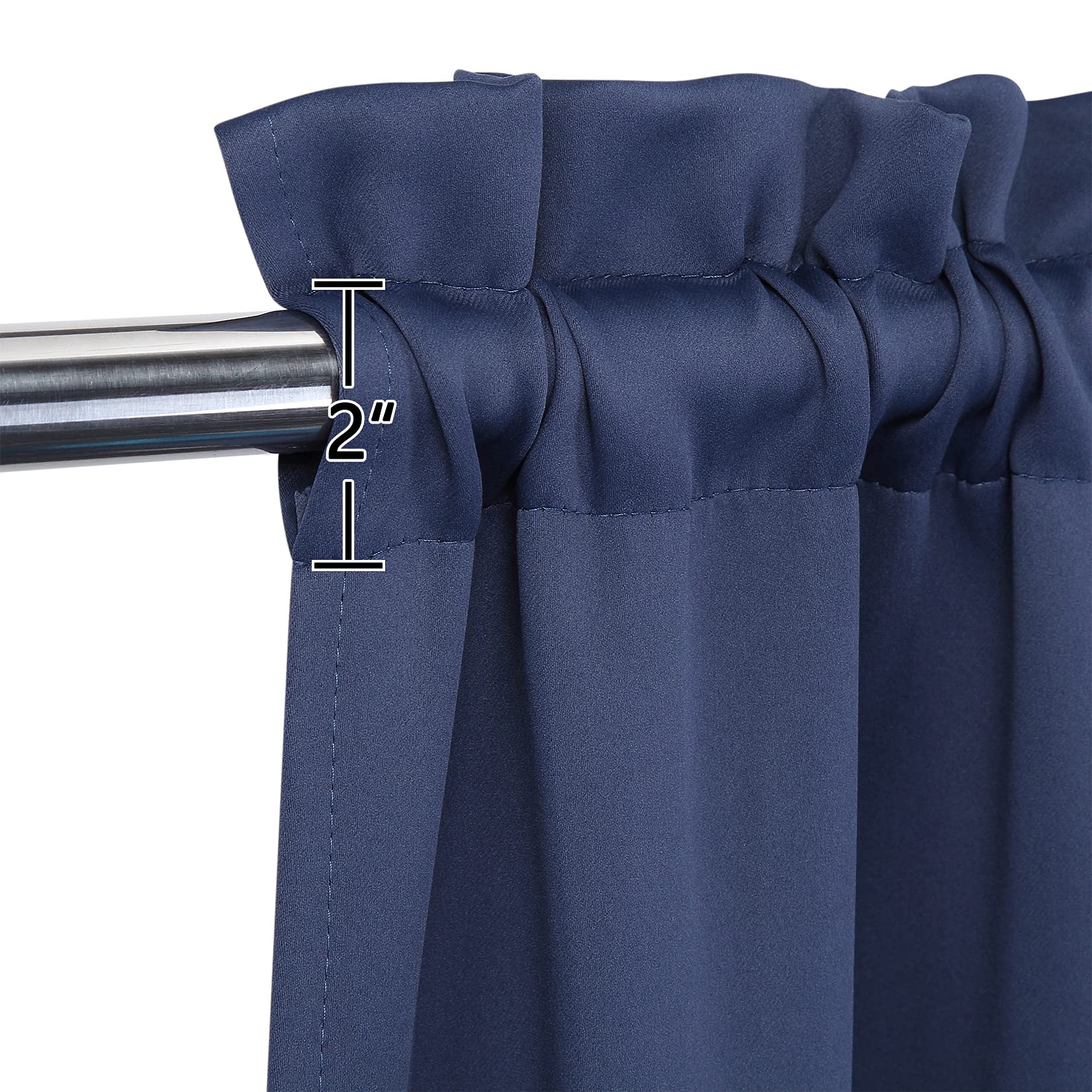 Rideaux courts occultants Garvee 61 cm (24 pouces), 2 panneaux, occultants, tissu épais, bleu marine, pour petites fenêtres, cuisine et salon
